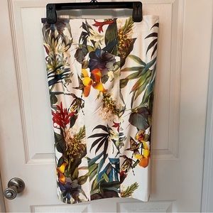 Pleather floral print pencil skirt